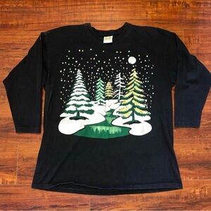 Vintage Long Sleeve Christmas Shirt Sz Lrg 3D Print Made In The USA Preowned!!